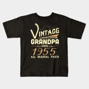 Vintage Grandpa Since 1955 Funny Man Myth Legend Daddy Kids T-Shirt